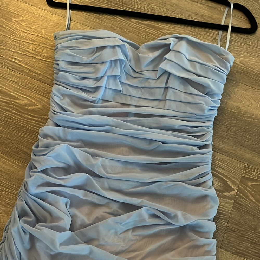 HotMiamiStyles Baby Blue Ruched Mini Dressed - Picture 2 of 5